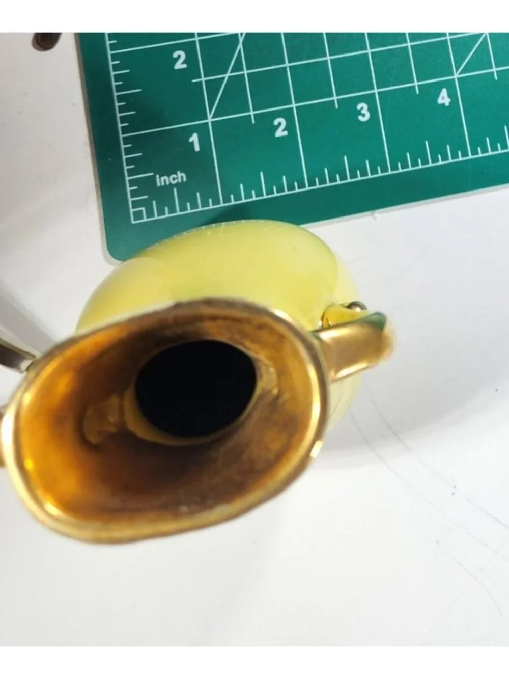 Vtg Vase Yellow Ceramic Gold tone Handles Pinecone cottagecore budvase